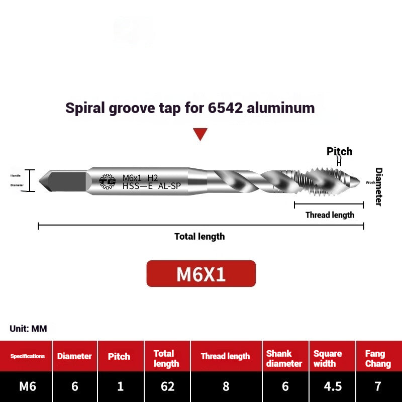 1102-High speed steel taps for aluminum machine tapping aluminum alloy tapping spiral groove aluminum tapping aluminum plate tapping 3-12mm Shandong Denso Pricision Tools Co.,Ltd.